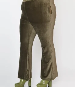 Unique Vintage Pants|Pants>1970s Olive Green Corduroy Knit Pants