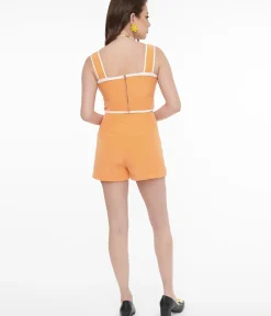 Unique Vintage Shorts|Rompers & Jumpsuits>1950s Orange & White Trim Two Piece Romper Set
