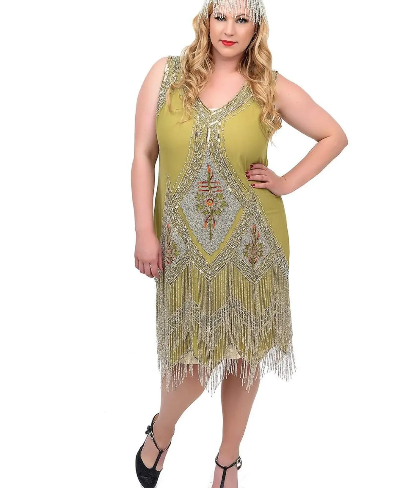 Unique Vintage Special Occasion|Bridesmaid Dresses>Special Order - 1920s Green & Silver Embroidered & Hand Beaded Somerset Flapper Dress