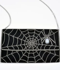 Unique Vintage Novelty Bags>Spider Web Embroidered Clutch