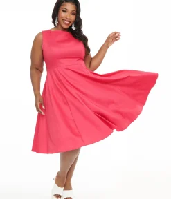 Unique Vintage Swing|Pocket Dresses>1950s Pink Cotton Swing Dress