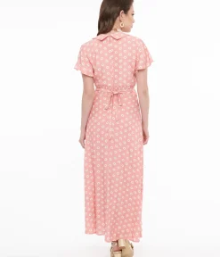 Unique Vintage Midi|Everyday Dresses>1930s Pink Daisy Salome Midi Dress