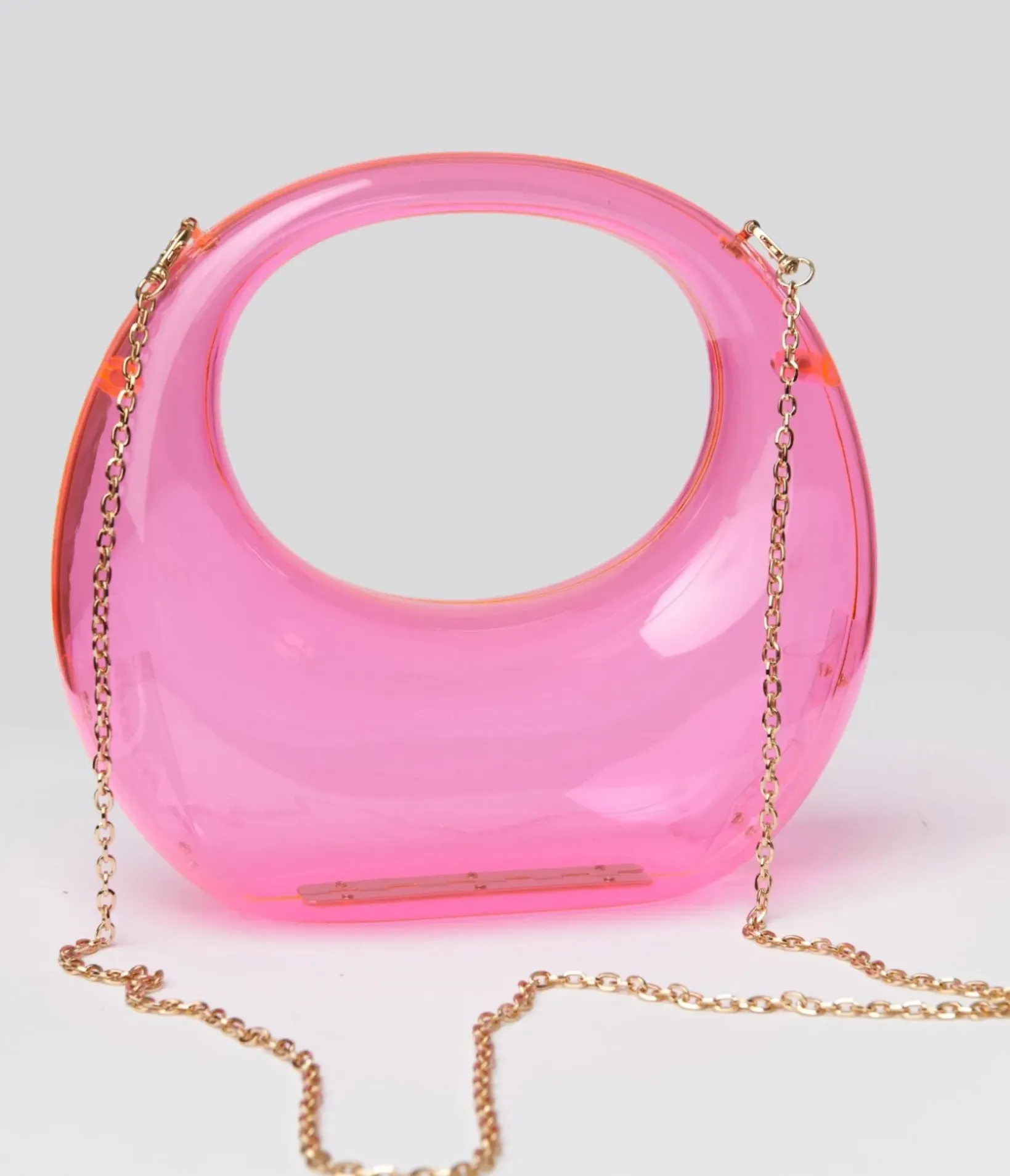 Unique Vintage All Things Pink|Novelty Bags>1960s Pink Transparent Bess Crossbody Evening Bag