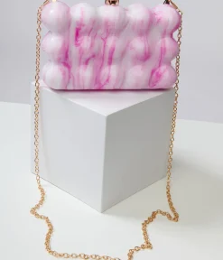 Unique Vintage All Things Pink>1970s Pink & White Bubble Acrylic Handbag