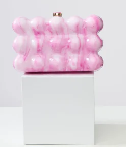 Unique Vintage All Things Pink>1970s Pink & White Bubble Acrylic Handbag
