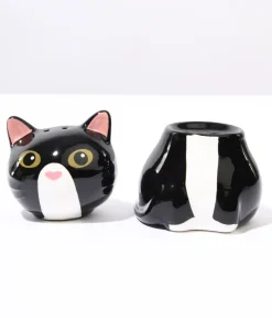 Unique Vintage Gift Under $20>Split Kitty Salt & Pepper Set