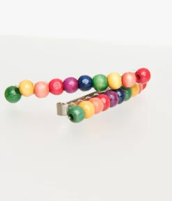 Unique Vintage Pride|Hair Clips>1980s Rainbow Beaded Barrette Set