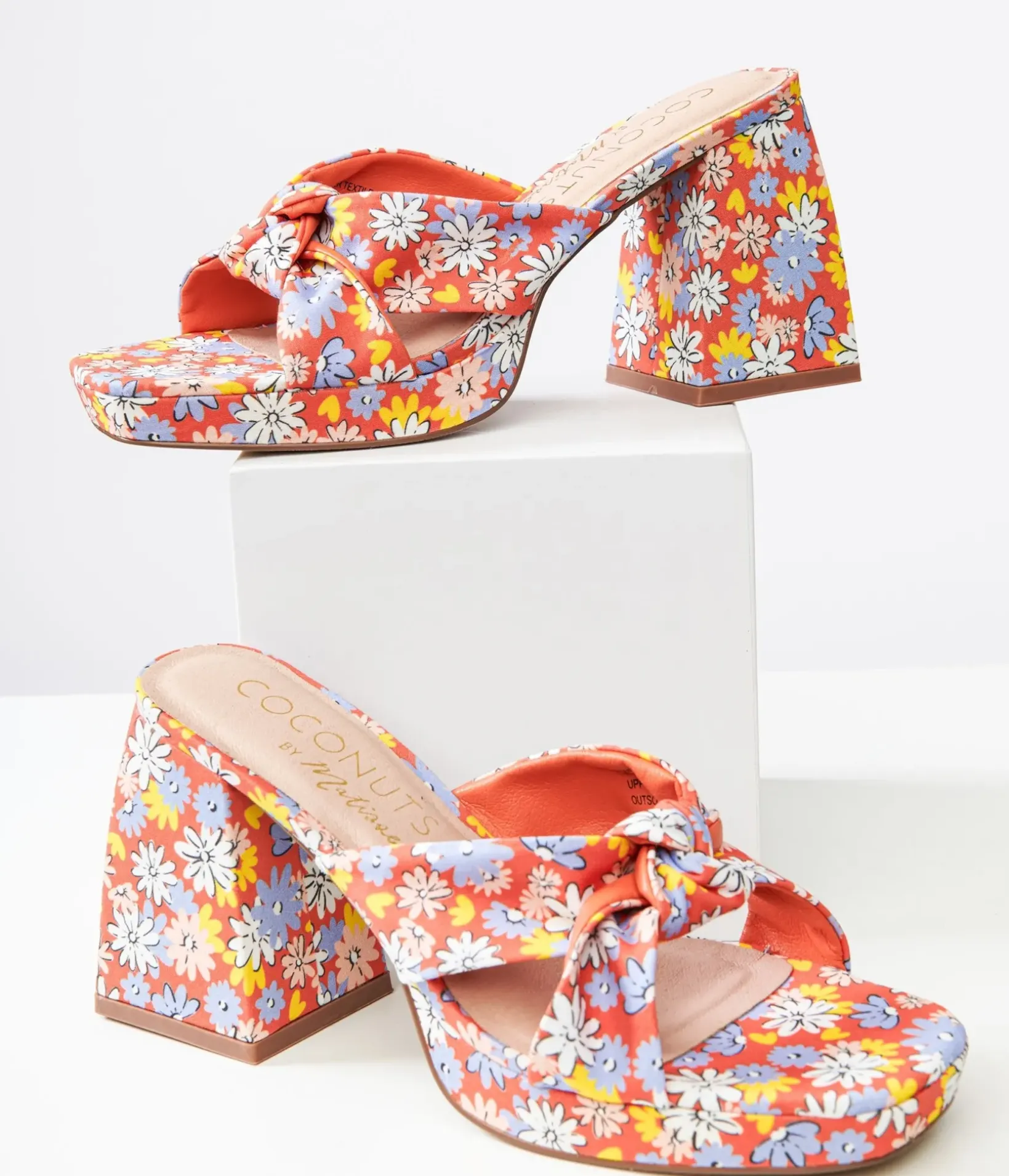Unique Vintage Summer Vacation|Heels>1970s Red Floral Esme Platform Heels