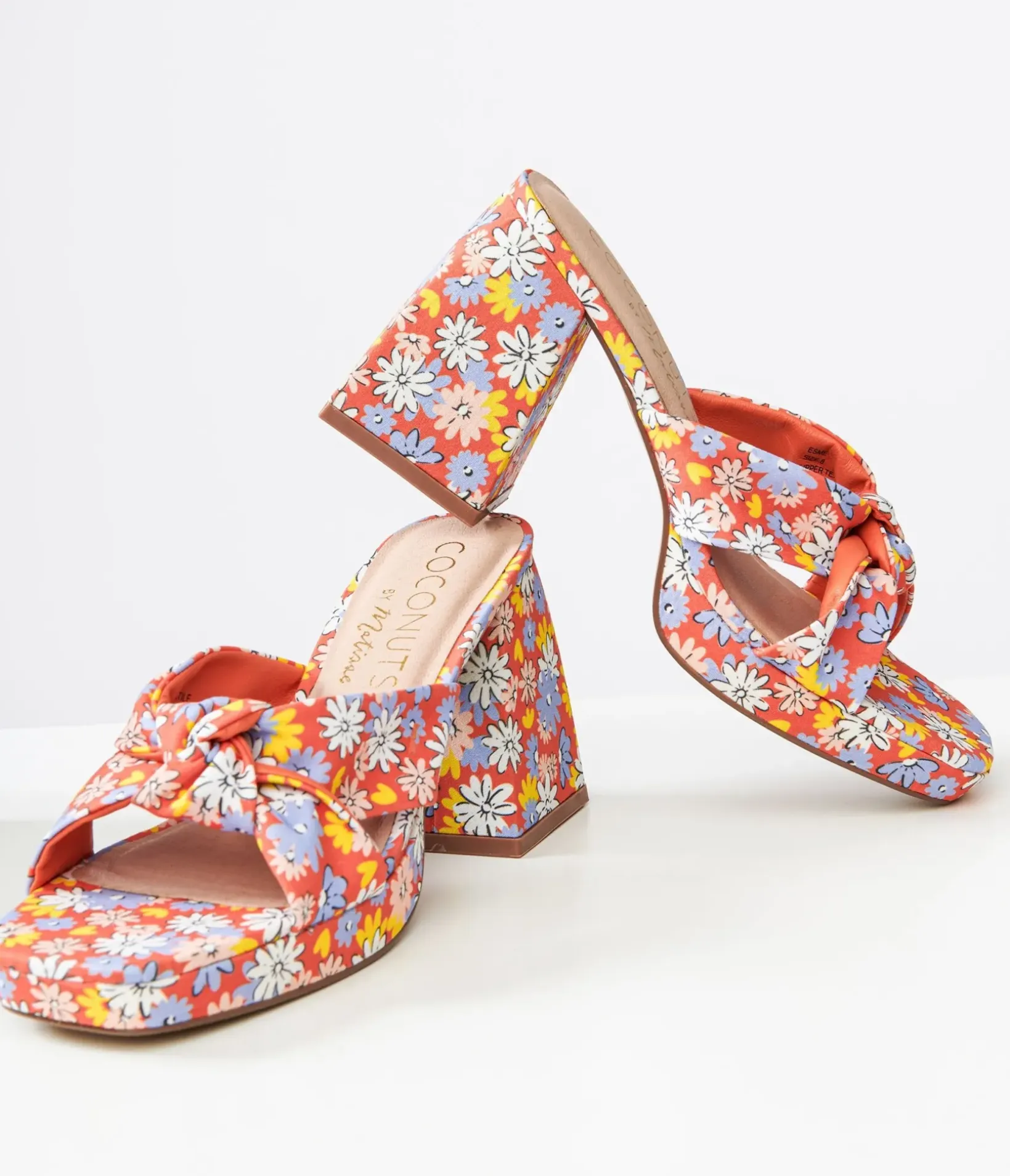 Unique Vintage Summer Vacation|Heels>1970s Red Floral Esme Platform Heels