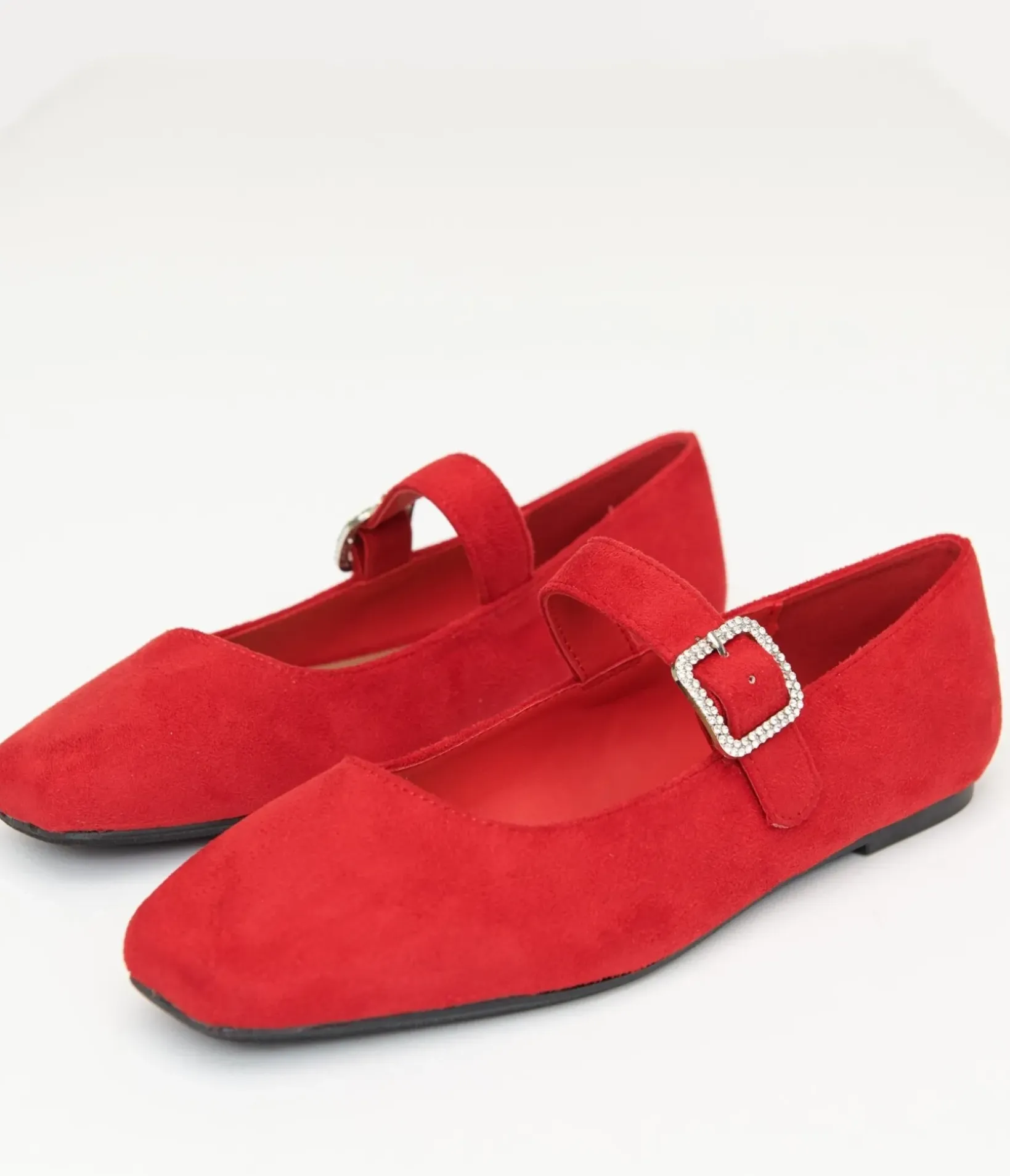 Unique Vintage Flats|All Things Red>1960s Red Suede Rhinestone Buckle Mary Jane Flats