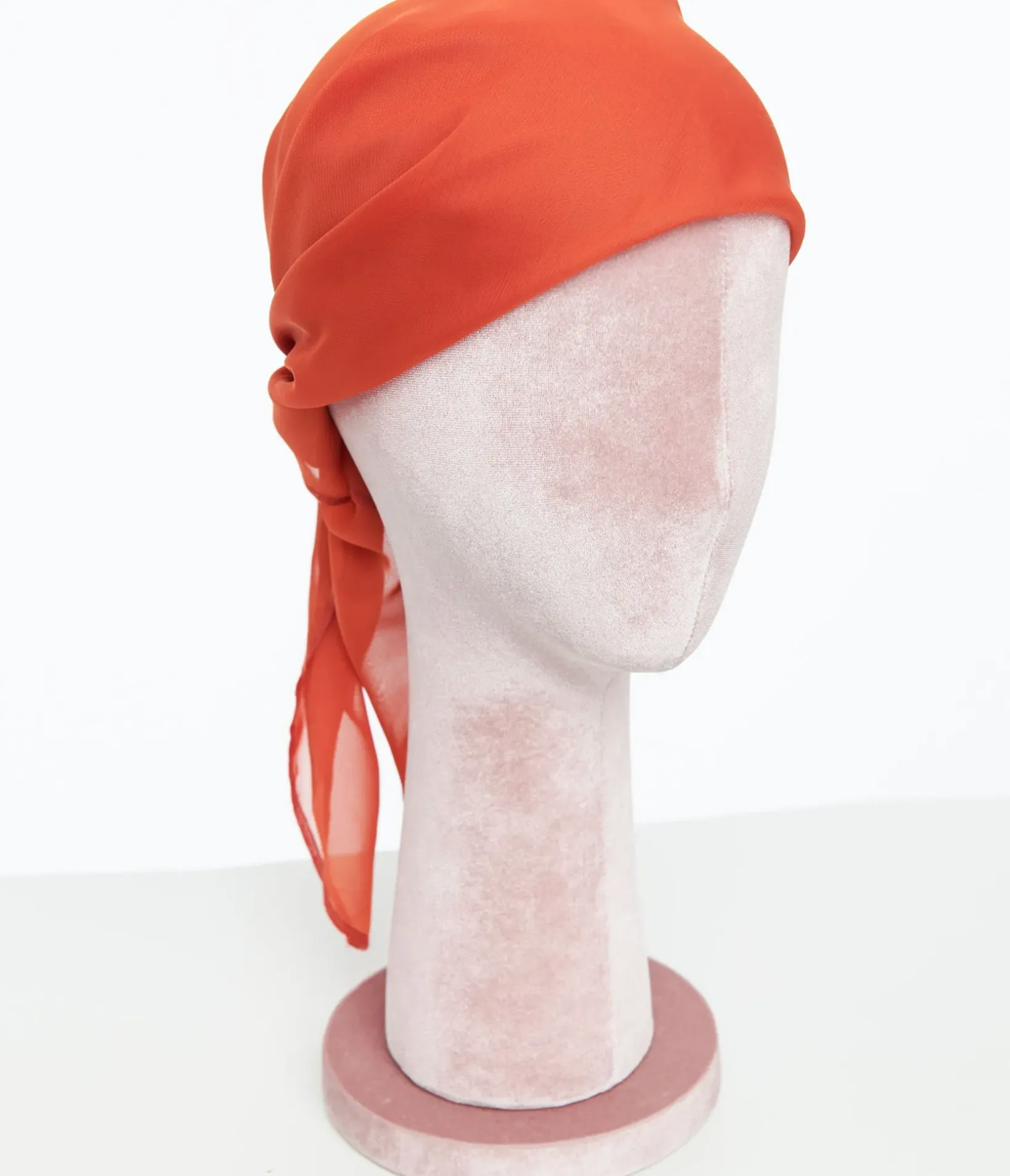 Unique Vintage Hair Scarves|Gloves & Scarves>1950s Rust Orange Chiffon Hair Scarf