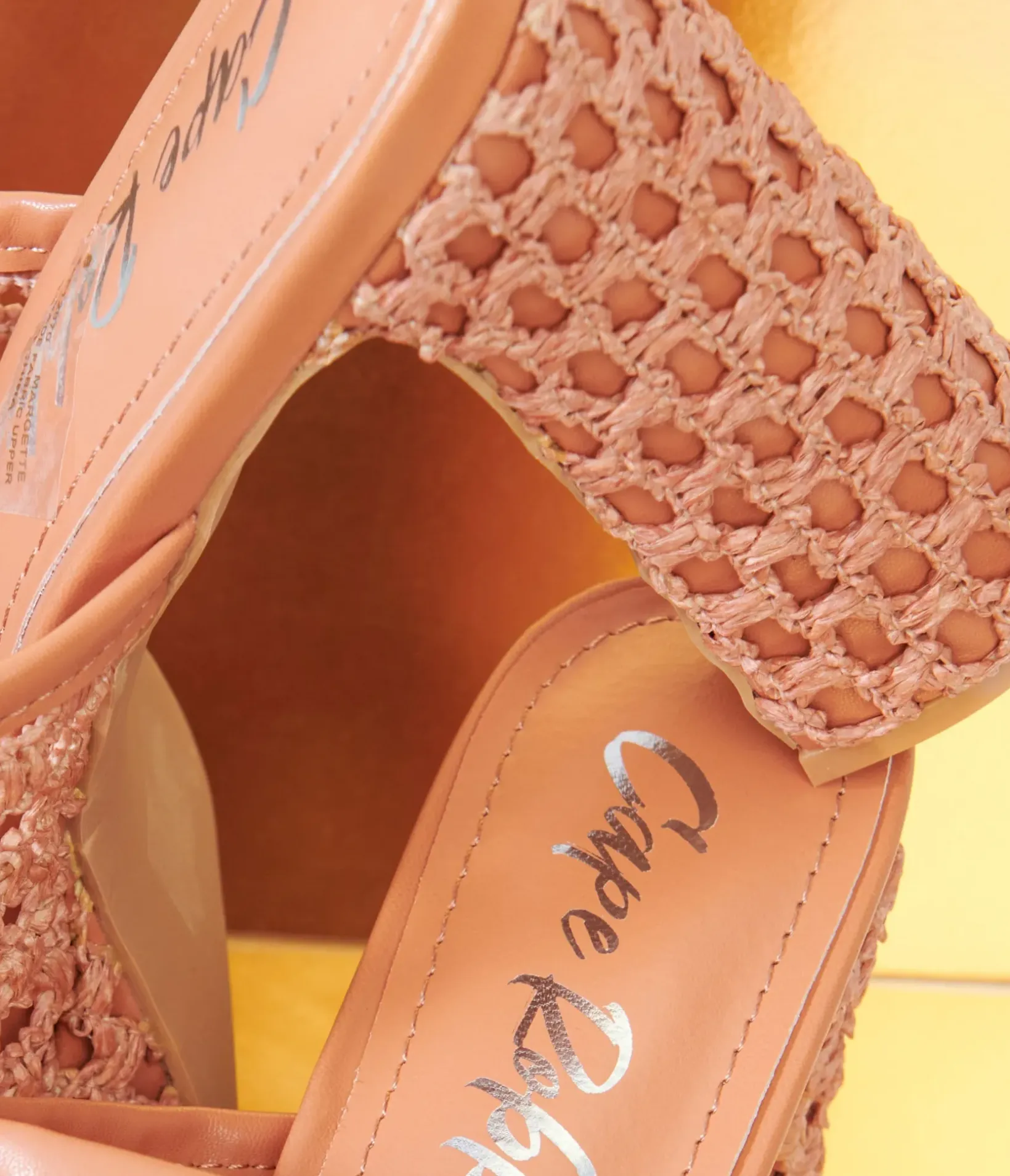 Unique Vintage Heels>1970s Rust Orange Mesh Mule Platforms