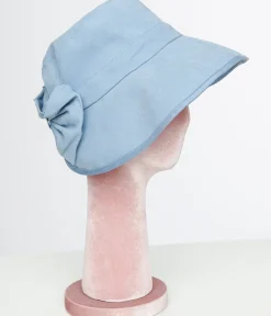 Unique Vintage Summer Vacation>1950s Sky Blue Bow Hat