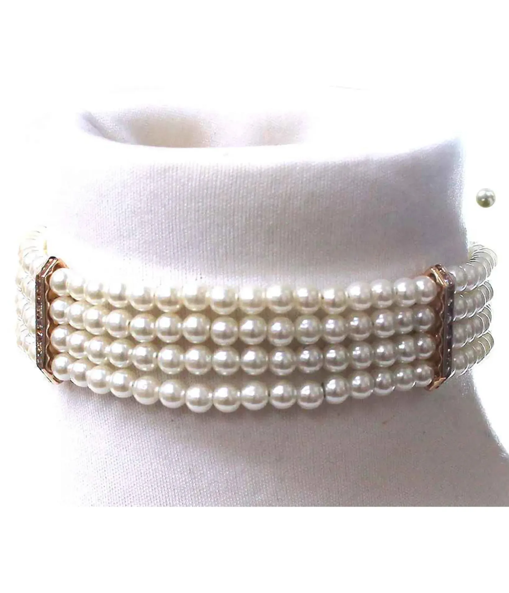 Unique Vintage Special Occasion|Prom Accessories>Stacked Faux Pearl Choker Necklace