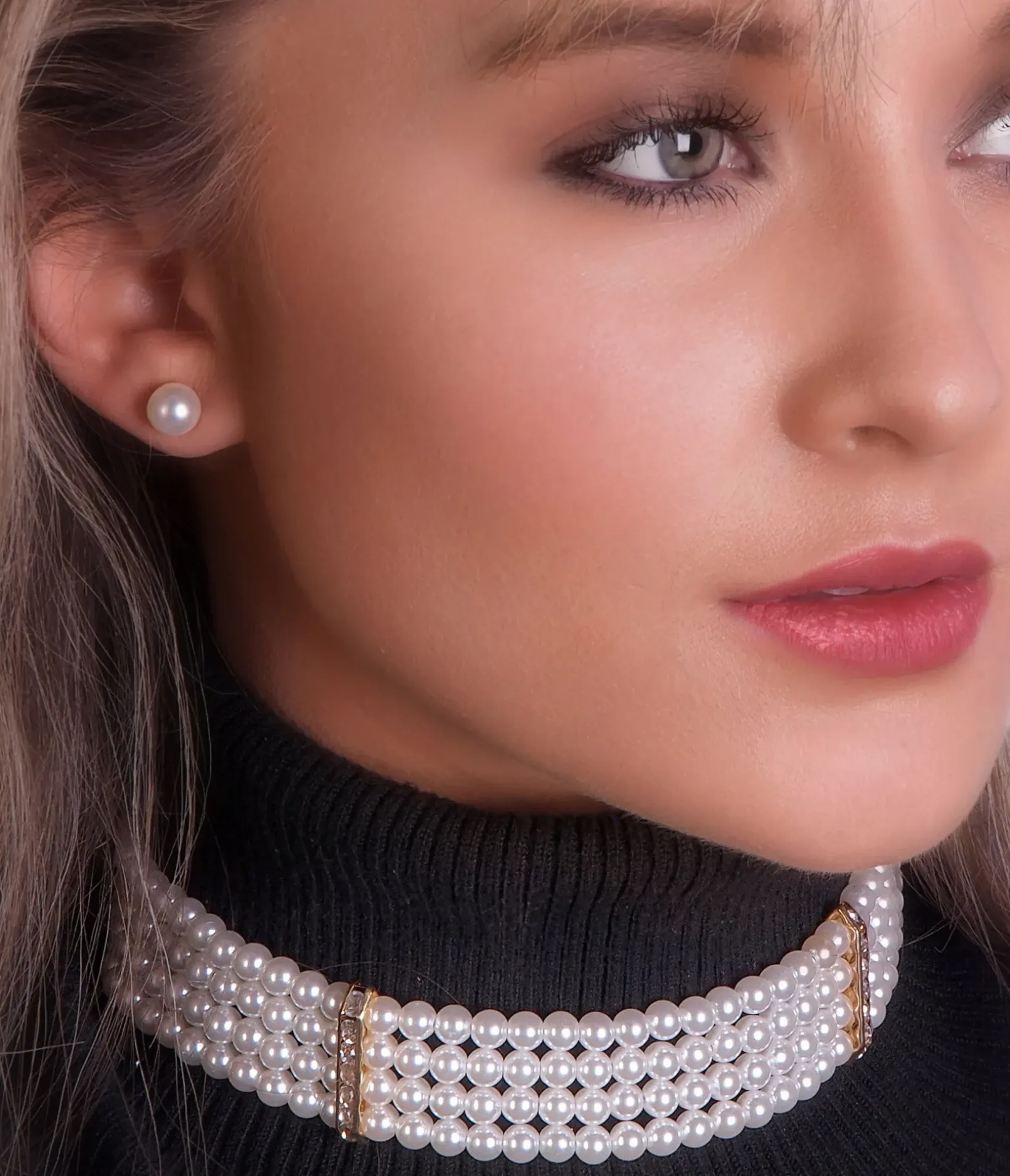 Unique Vintage Special Occasion|Prom Accessories>Stacked Faux Pearl Choker Necklace
