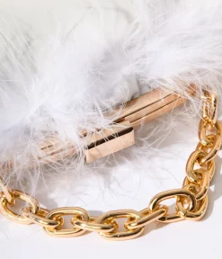 Unique Vintage Special Occasion|Prom Accessories>1920s White Satin & Fur Trim Clutch Handbag