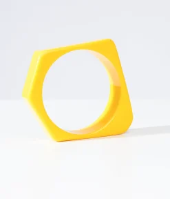Unique Vintage Bracelets>1960s Yellow Acrylic Stacking Bangle
