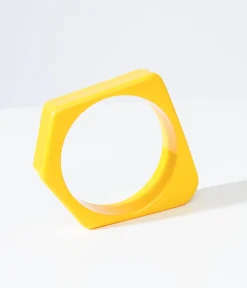 Unique Vintage Bracelets>1960s Yellow Acrylic Stacking Bangle