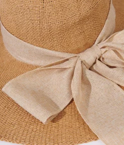 Unique Vintage Bachelorette|Sun Hats>Tan & Beige Bow Toyo Braid Sun Hat