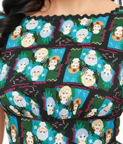 Unique Vintage Swing|Everyday Dresses>The Golden Girls x Black & Blue The Golden Girls Print Swing Dress