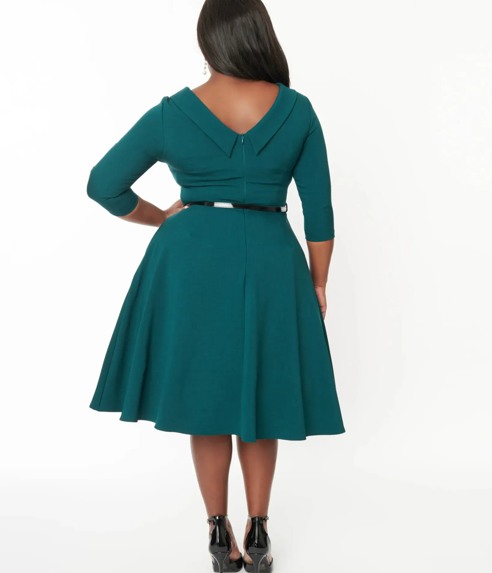 Unique Vintage Swing|Fit & Flare>The Pretty Dress Company Forest Green Grace Fit & Flare Dress