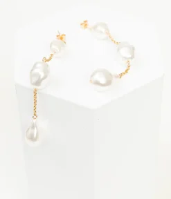 Unique Vintage Work Wear|Summer Vacation>Tiered Pearl Drop Earrings