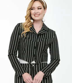 Unique Vintage Coats & Jackets|All Things Black>Tim Burton’s The Nightmare Before Christmas by Black & White Stripe Jack Skellington Western Jacket