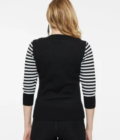 Unique Vintage Sweaters & Cardigans|All Things Black>Tim Burton's The Nightmare Before Christmas by Black & White Stripe Sally Minou Sweater