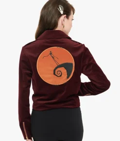 Unique Vintage Coats & Jackets>Tim Burton's The Nightmare Before Christmas by Burgundy Velvet Jacket