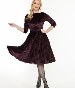 Unique Vintage Swing|Pocket Dresses>Tim Burton's The Nightmare Before Christmas by Eggplant Baroque Jack Skellington Devon Swing Dress