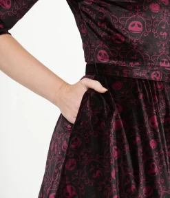 Unique Vintage Swing|Pocket Dresses>Tim Burton's The Nightmare Before Christmas by Eggplant Baroque Jack Skellington Devon Swing Dress