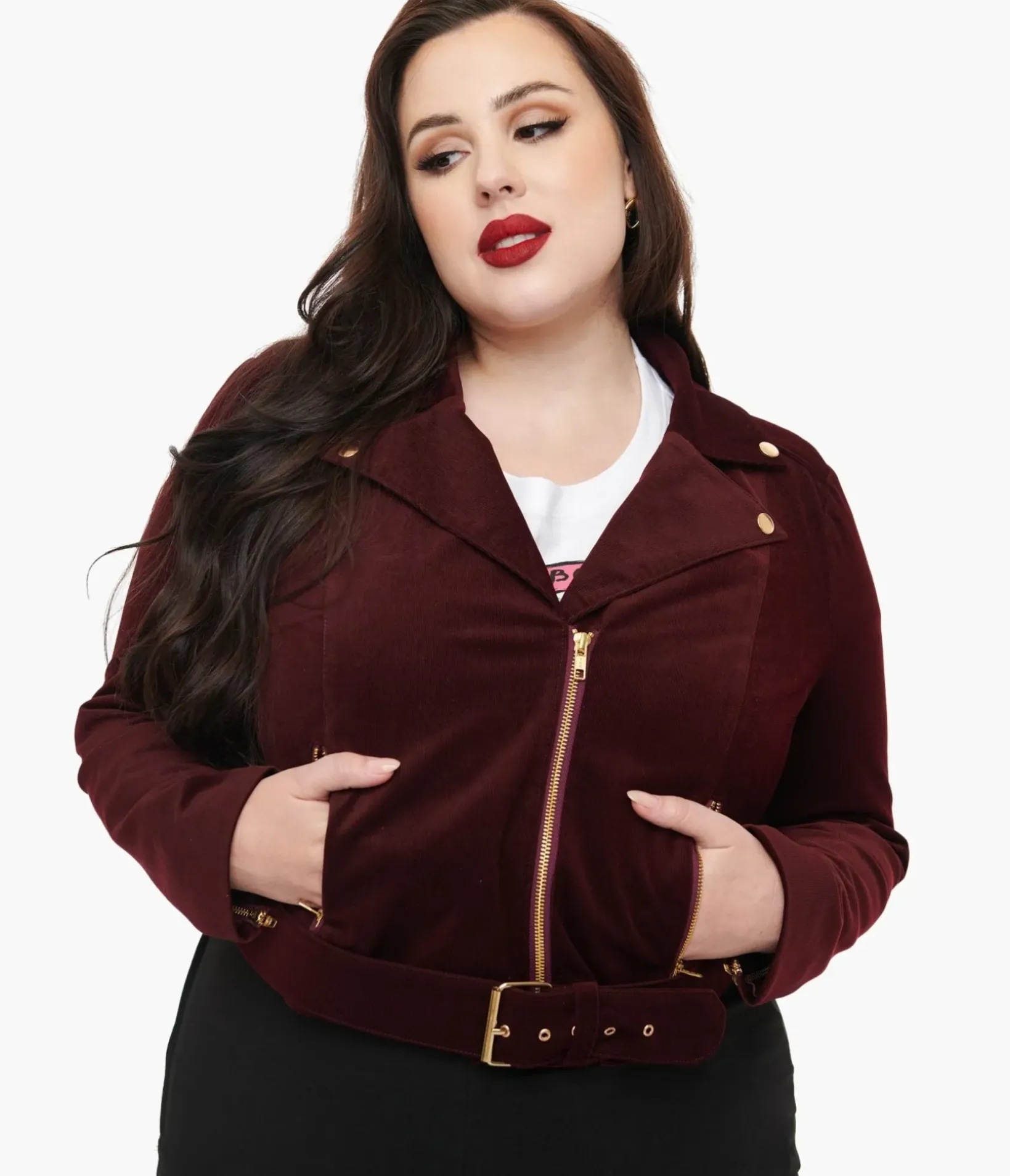 Unique Vintage Coats & Jackets>Tim Burton’s The Nightmare Before Christmas by Plus Size Burgundy Velvet Jacket