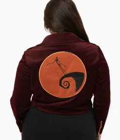 Unique Vintage Coats & Jackets>Tim Burton’s The Nightmare Before Christmas by Plus Size Burgundy Velvet Jacket