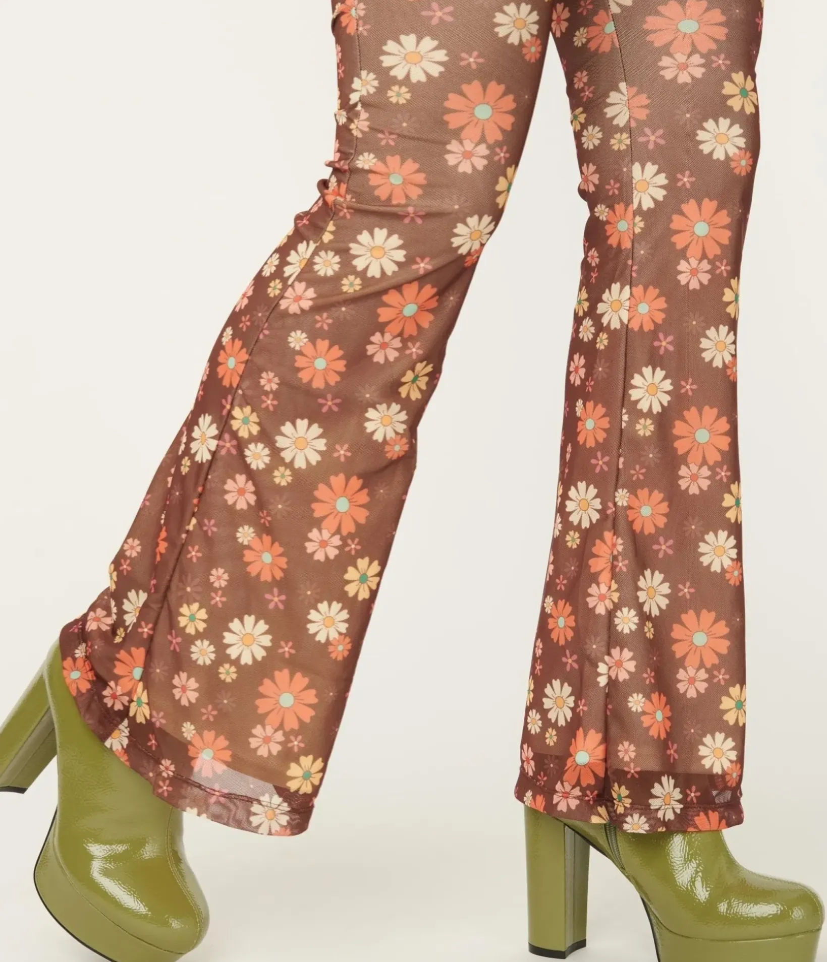 Unique Vintage Boots>Avocado Green Platform Heel Ankle Boots