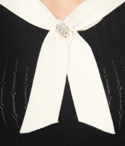 Unique Vintage All Things Black|Work Wear>Black & Cream Neck Tie Park City Sweater