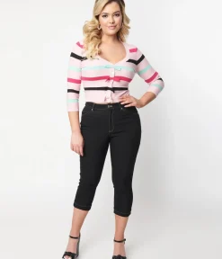 Unique Vintage Pants|All Things Black>Black Denim Bengaline Capris