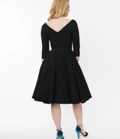 Unique Vintage Swing|Pocket Dresses>Black Devon Swing Dress