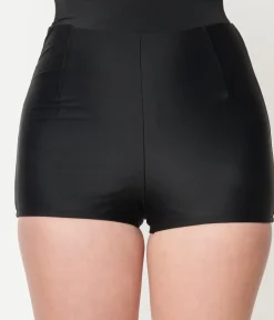 Unique Vintage Swim Bottoms|Two Piece Swim>Black High Waist Capitola Swim Shorts