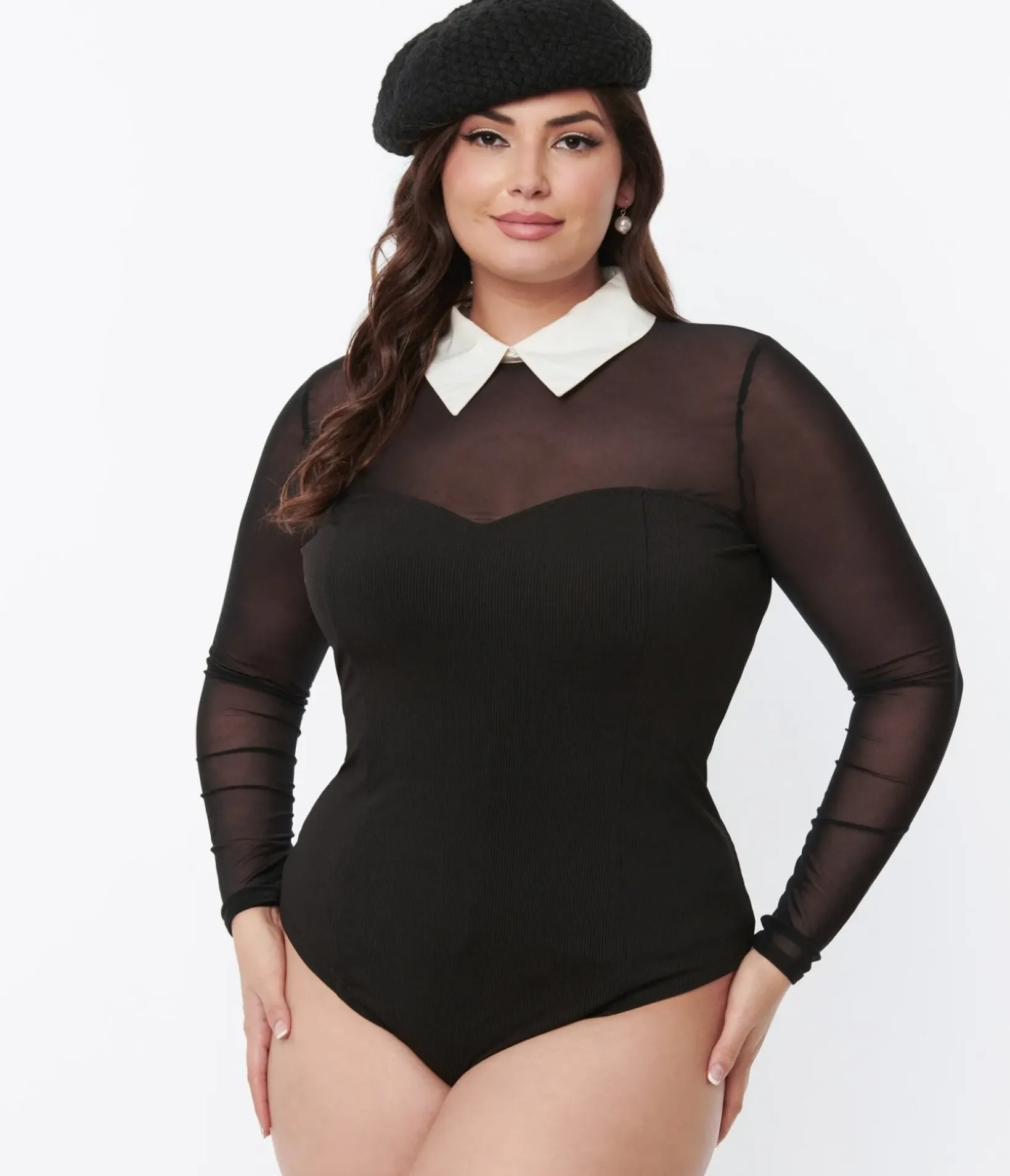 Unique Vintage All Things Black|Work Wear>Black Mesh Bodysuit