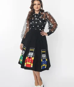 Unique Vintage Skirts|Skirts>Black Nutcracker Soda Shop Swing Skirt