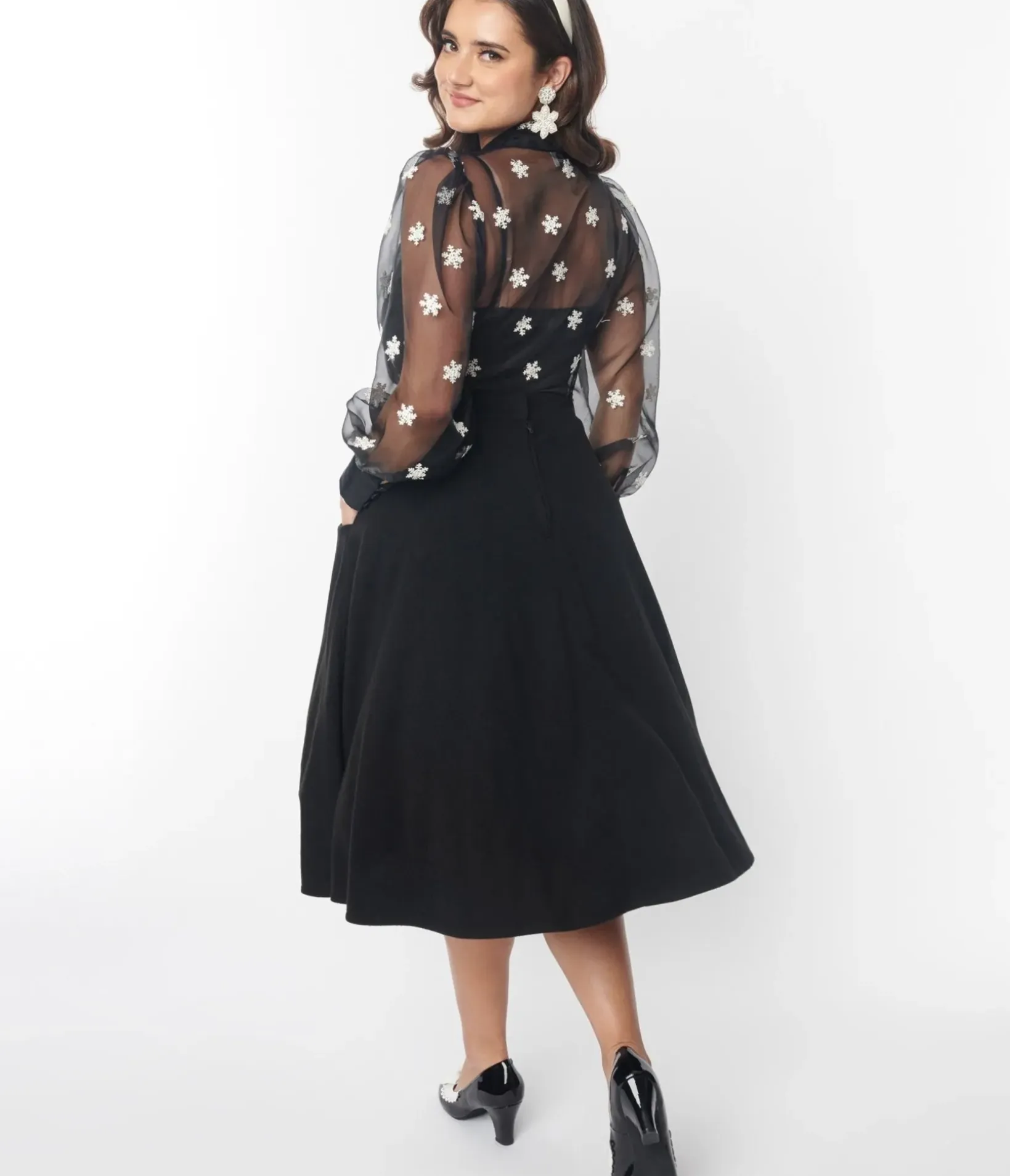 Unique Vintage Skirts|Skirts>Black Nutcracker Soda Shop Swing Skirt