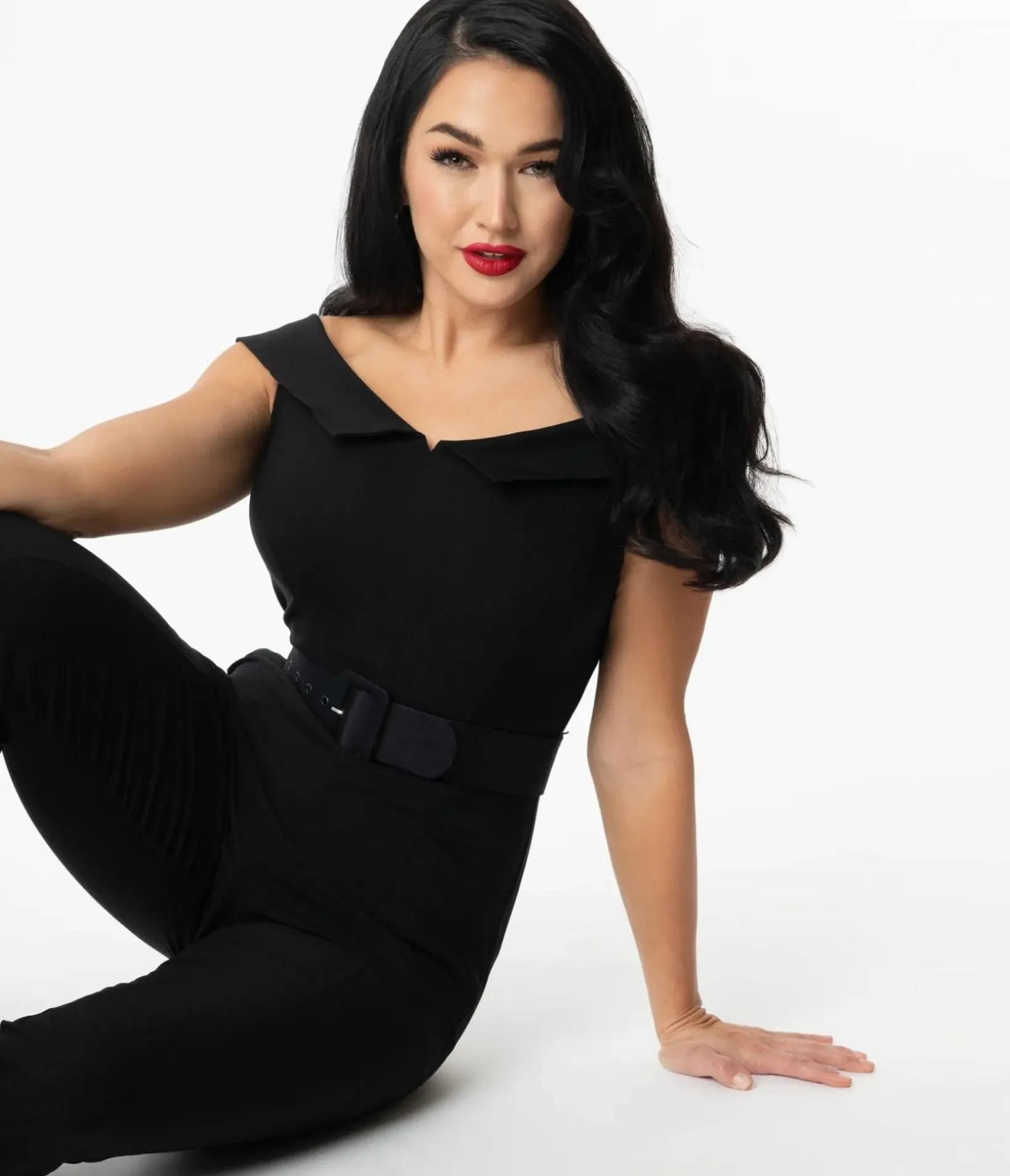 Unique Vintage Rompers & Jumpsuits|All Things Black>Black Off Shoulder Gillian Jumpsuit