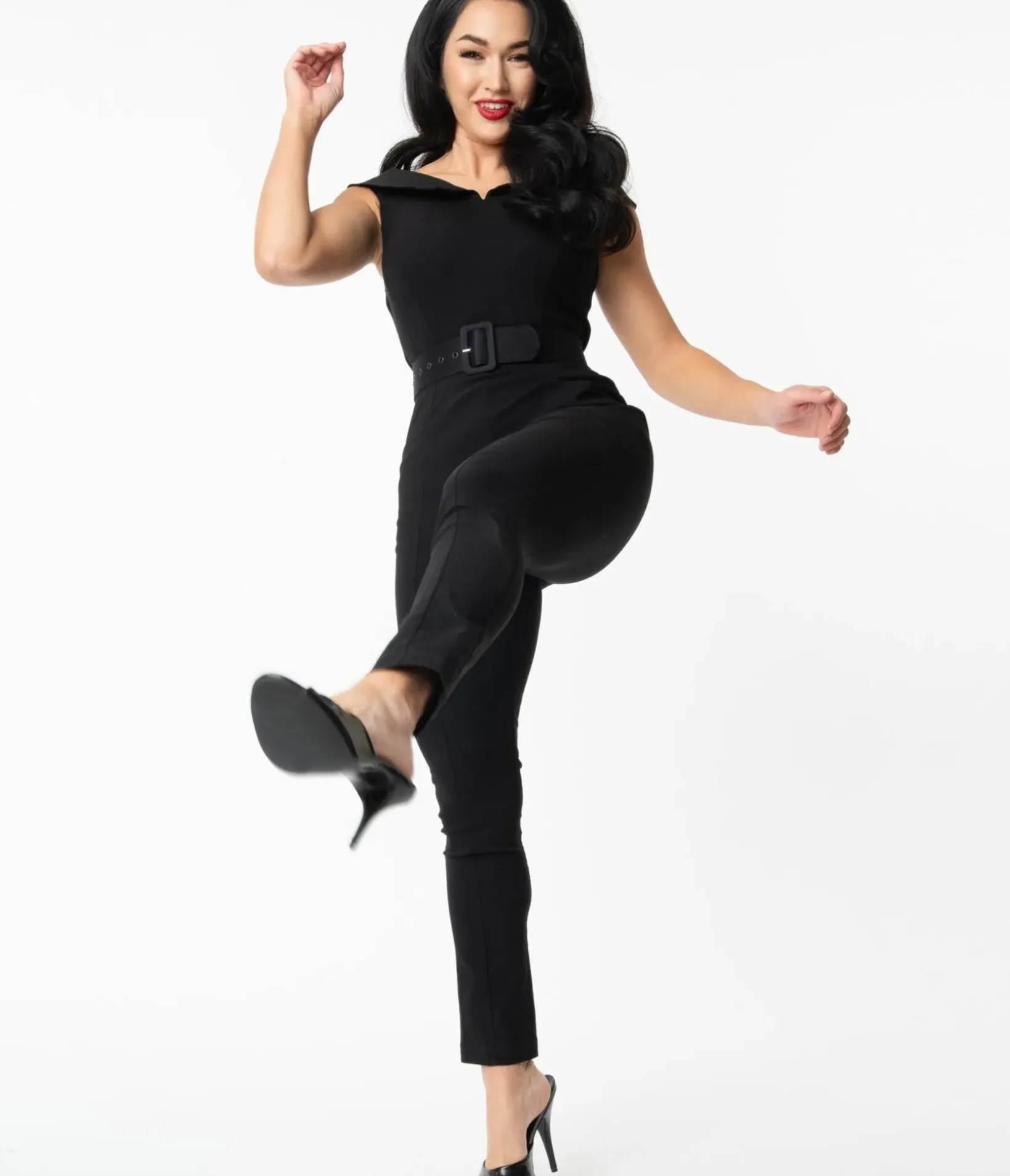 Unique Vintage Rompers & Jumpsuits|All Things Black>Black Off Shoulder Gillian Jumpsuit