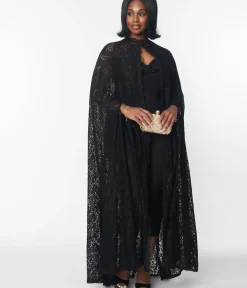 Unique Vintage Jackets|Coats & Jackets>Black Paisley Lace Cape