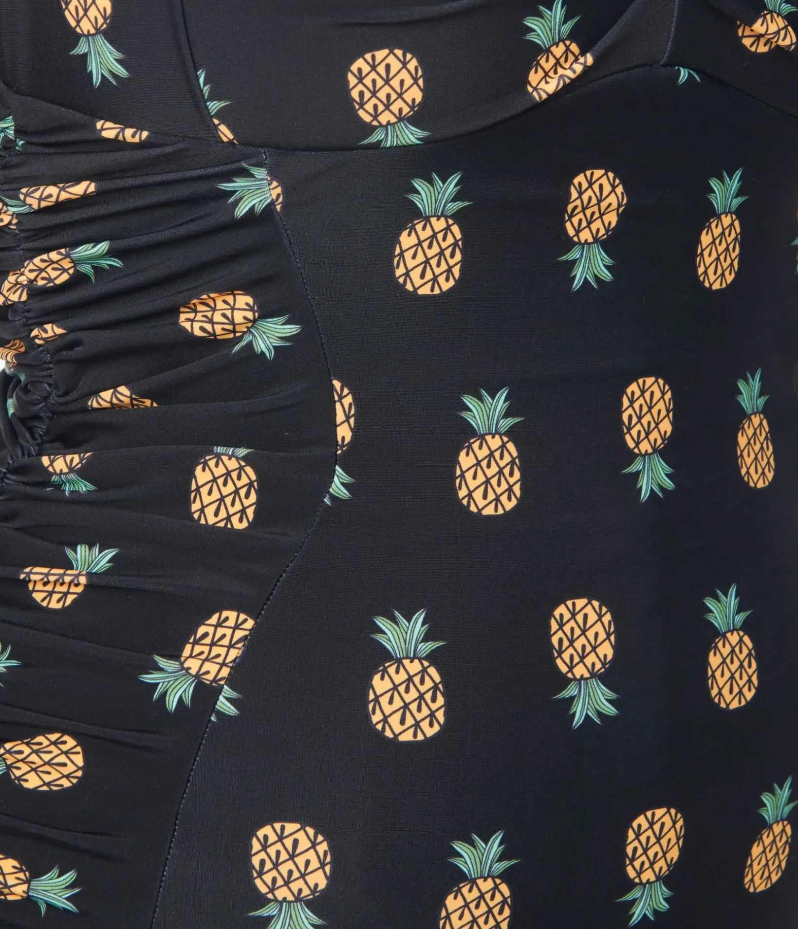 Unique Vintage One Piece Swim|All Things Black>Black & Pineapple Print Corinne Sheath Swimsuit