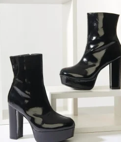 Unique Vintage All Things Black|Boots>Black Platform Heel Ankle Boots