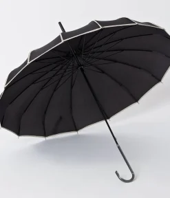 Unique Vintage All Things Black|Halloween>Black & Polka Dot Tan Princess Pagoda Umbrella