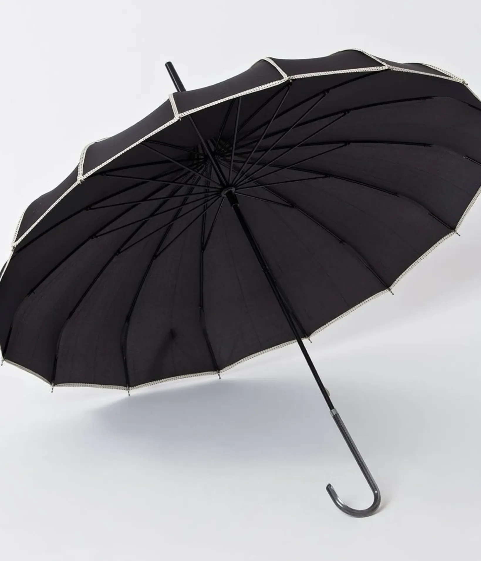 Unique Vintage All Things Black|Halloween>Black & Polka Dot Tan Princess Pagoda Umbrella