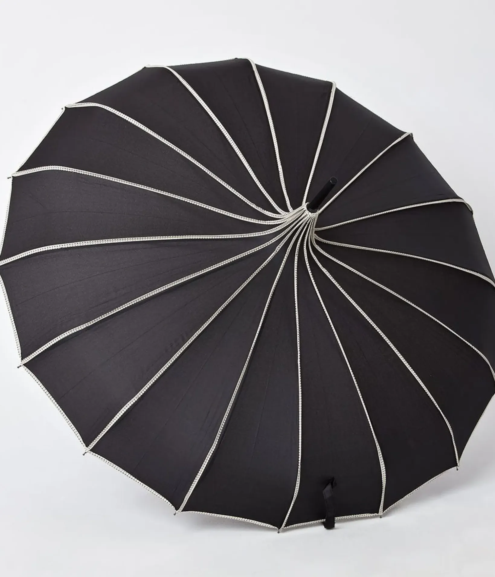 Unique Vintage All Things Black|Halloween>Black & Polka Dot Tan Princess Pagoda Umbrella