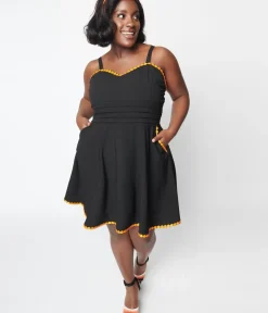 Unique Vintage Fit & Flare|Pocket Dresses><noscript><img width=